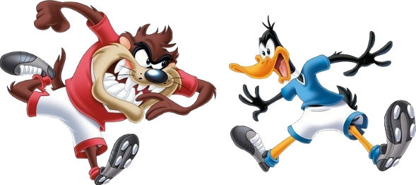 Looney Tunes Playing Football Clipart - Looney Toons Soccer Player (589x262), Png Download