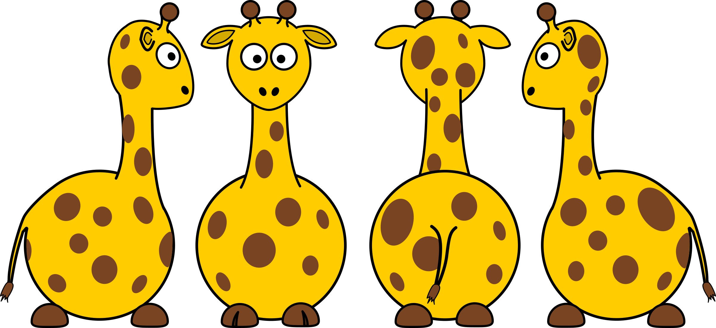 Big Image - Cartoon Giraffe (2400x1101), Png Download
