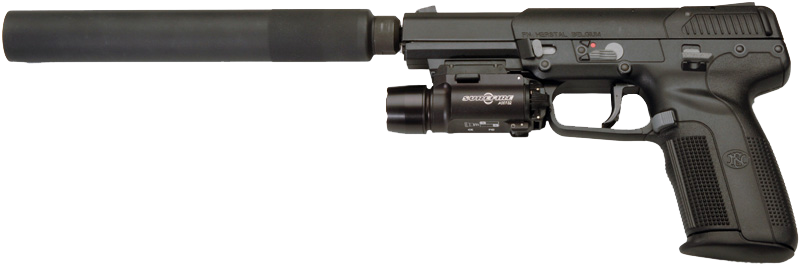 Pistolas, Cañones De Armas, Armas Militares, Armas - Fn Five Seven Silenced (800x265), Png Download