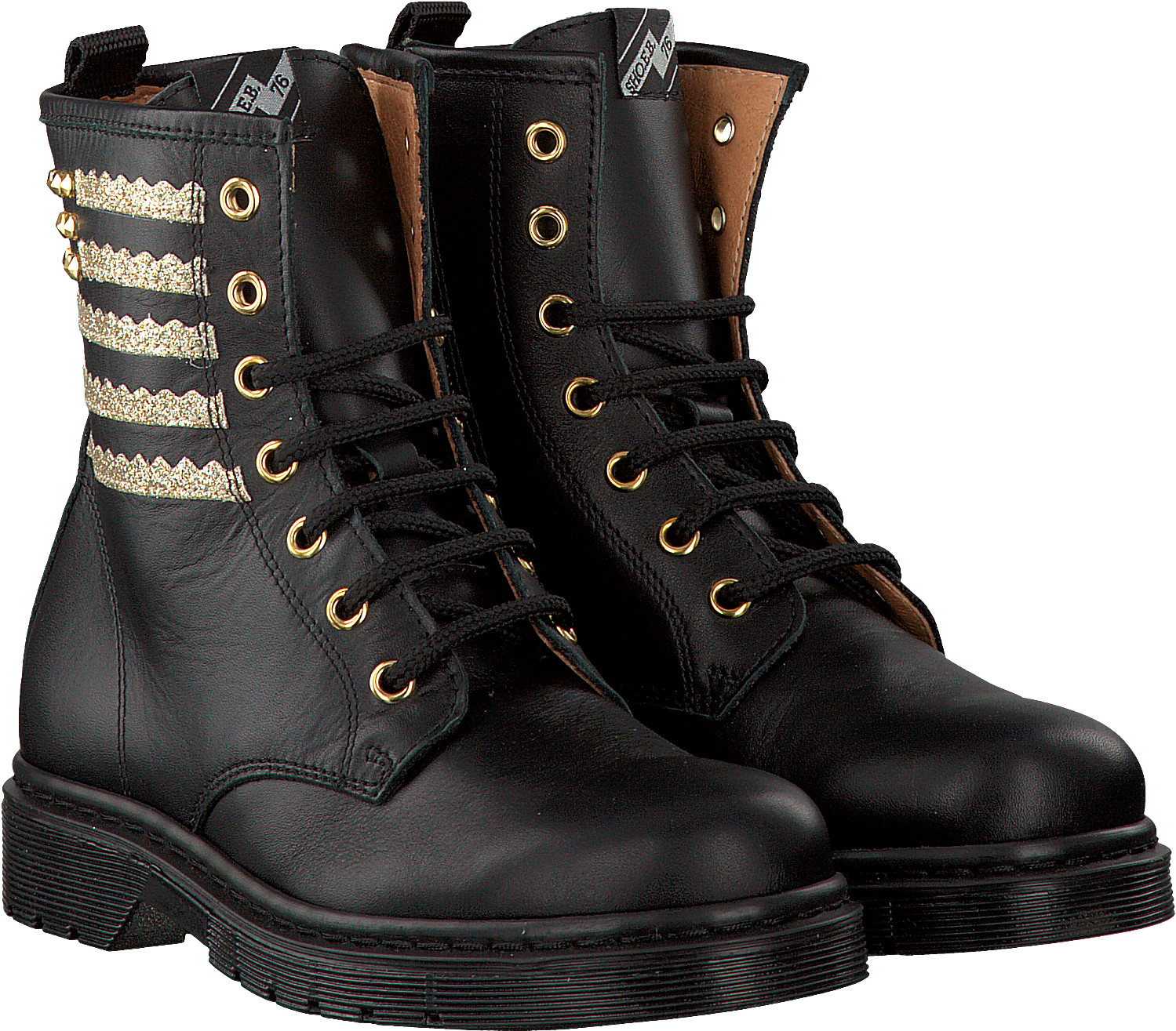 Black Eb Shoes Lace Up Boots B1652 Number - Tommy Hilfiger Stiefeletten Blau (600x600), Png Download