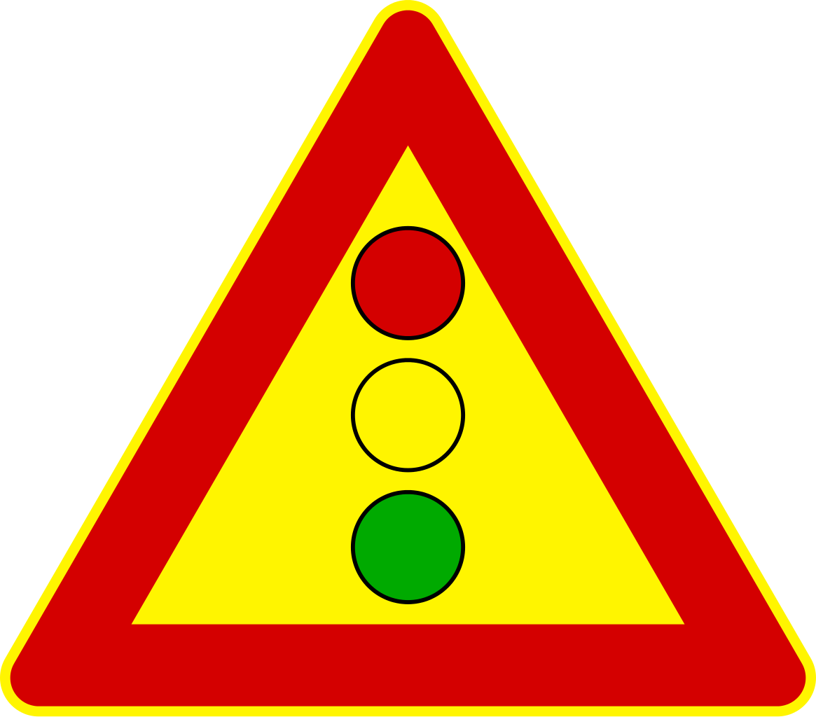 Italian Traffic Signs - Semaforo Con Triangolo Giallo (1165x1024), Png Download