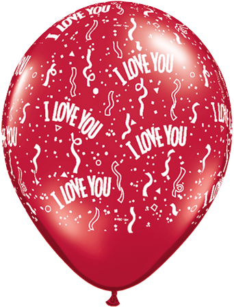 11" Redondo, Rojo Rubi, I Love You, Confetti Y Serpentinas - Luftballoons 11 Inch Love Ruby Red Latex Balloons 50pk (342x450), Png Download