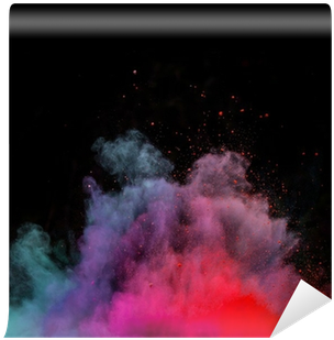 Colored Dust Explosion On Black Background Wall Mural - Humo De Color (400x400), Png Download