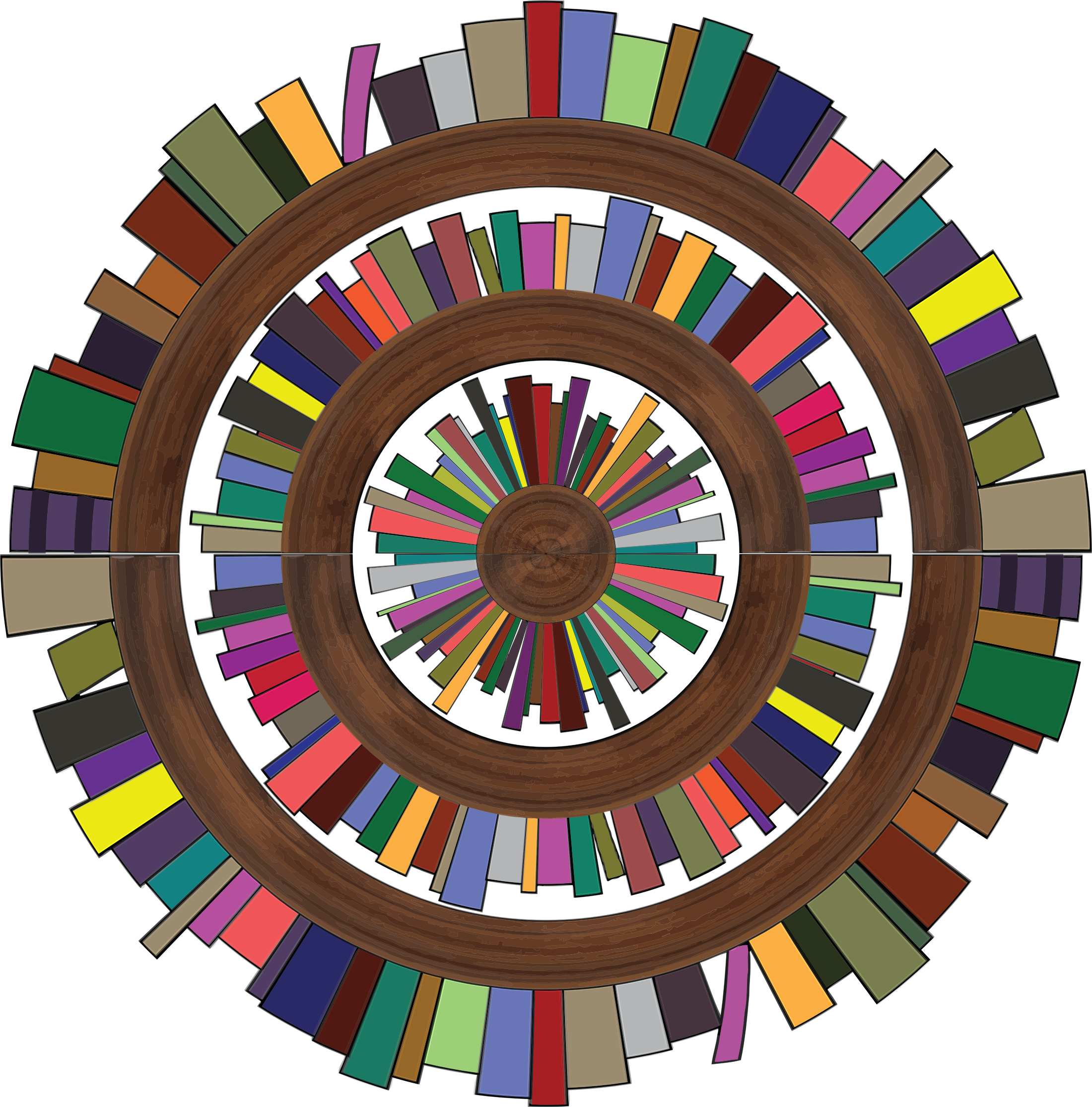 This Free Icons Png Design Of Radial Bookshelves 2 (2200x2231), Png Download