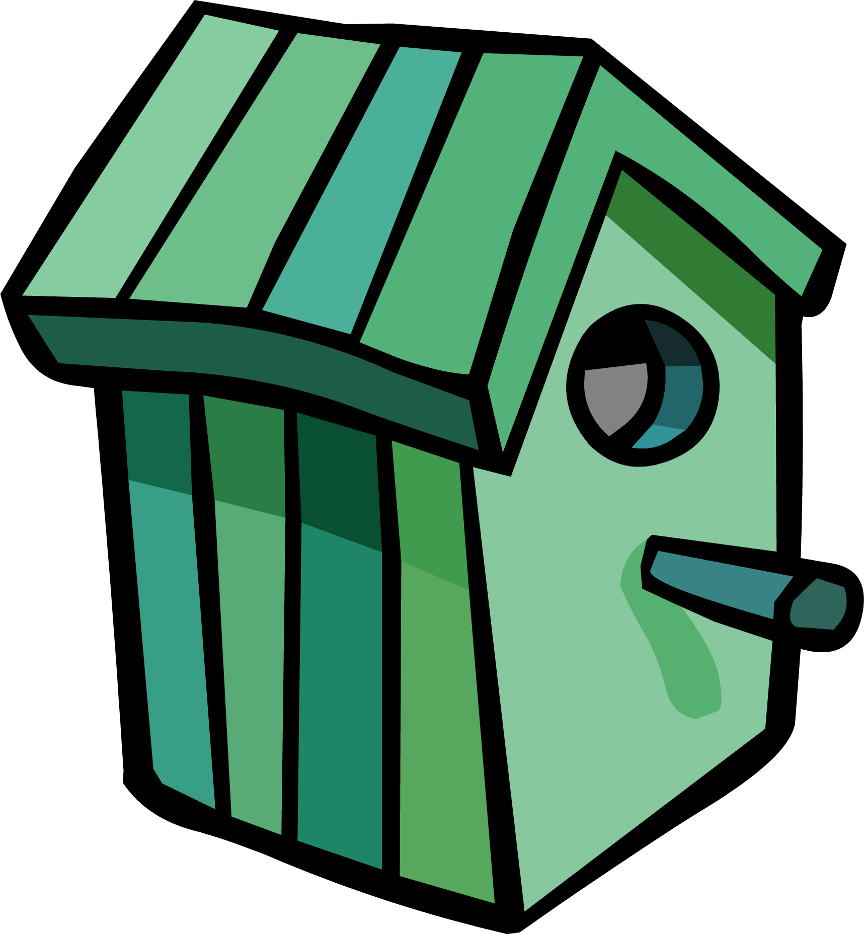 Green Birdhouse - Png - Club Penguin (1717x1856), Png Download