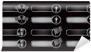 Racing Flags, Tires, Trophies, And Tools On Black Banners - Flag (400x400), Png Download