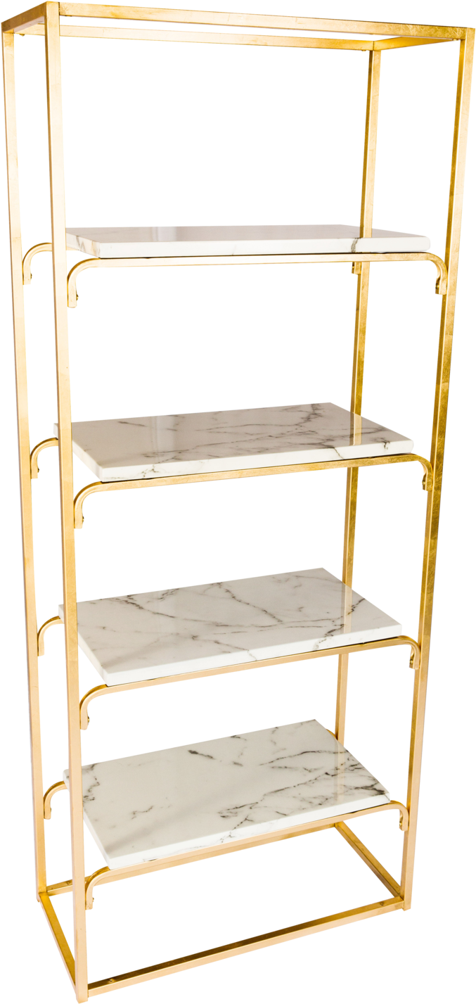 Gold And Marble Bookshelves (1000x1500), Png Download