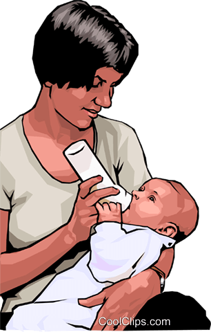 Mother Nursing Her Child Royalty Free Vector Clip Art - Mother Feeding Baby Clip Art (306x480), Png Download