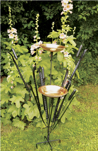 Achla Double Cattail Birdbath (500x500), Png Download