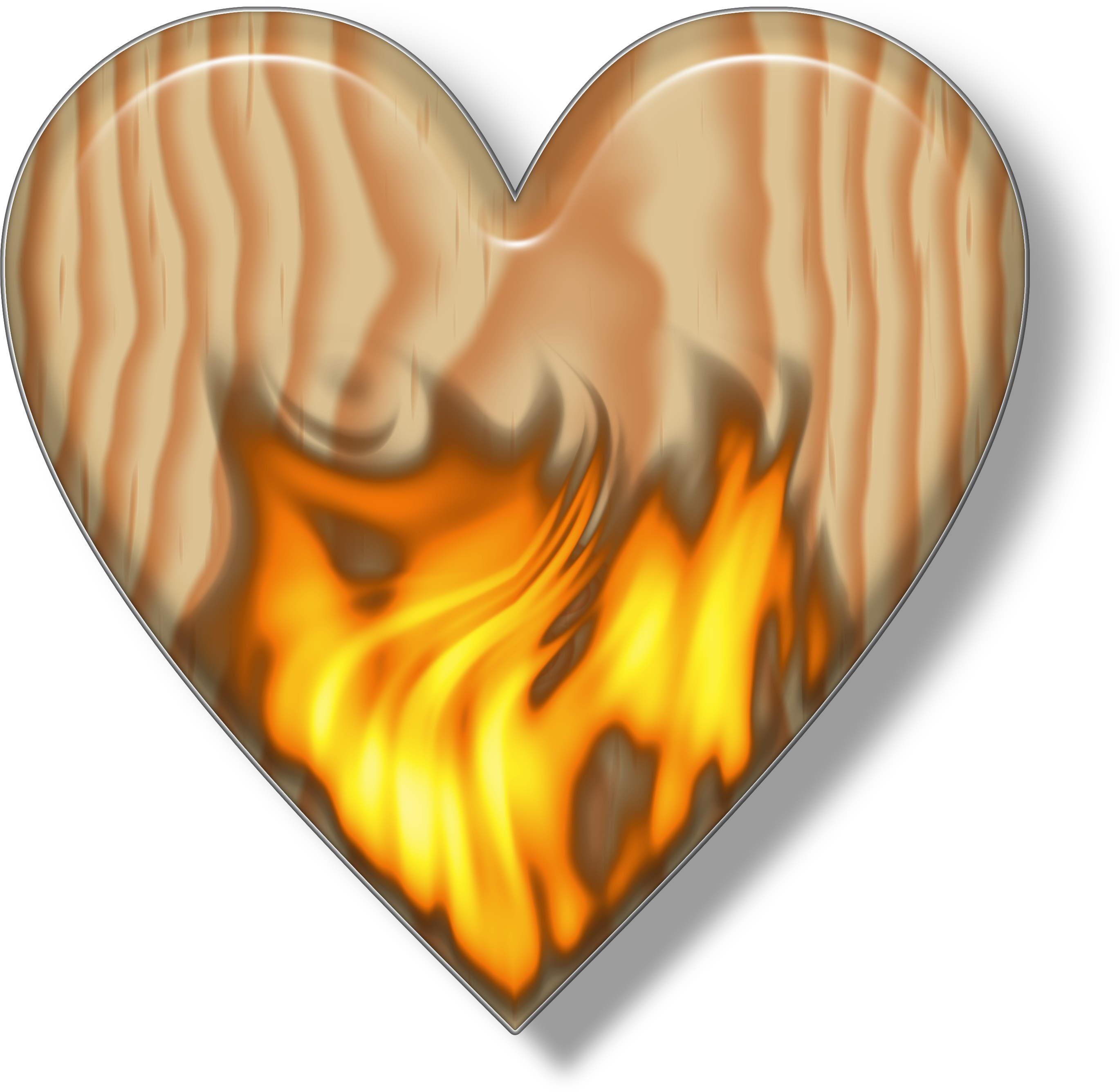 Flaming Wooden Heart Image - Wood Heart Art (2737x2672), Png Download