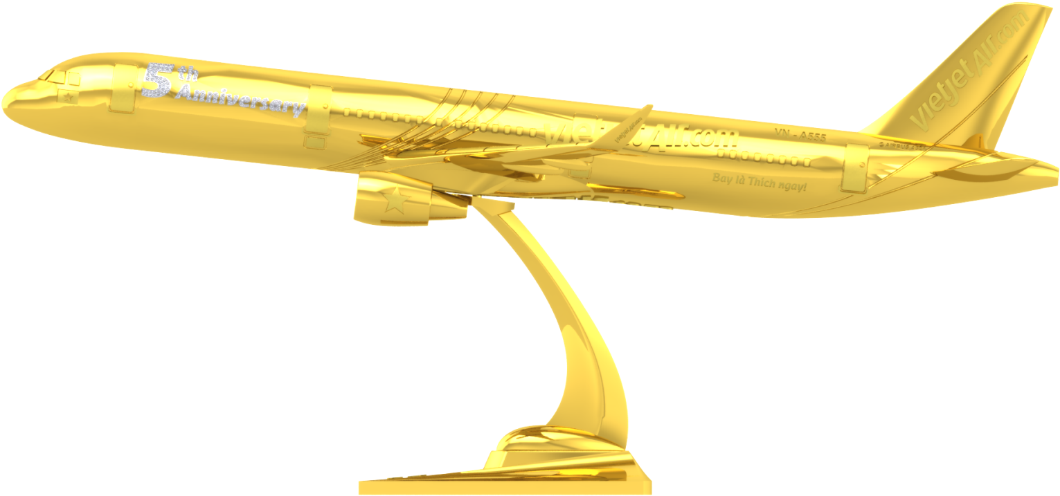 The Worldkings Council Recoganized The Golden Model - Vietjet Air Png Plane (1600x900), Png Download