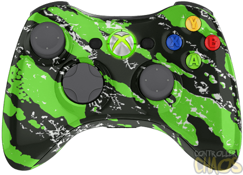 Authentic Microsoft Quality - Green Modded Xbox 360 Controller (474x340), Png Download