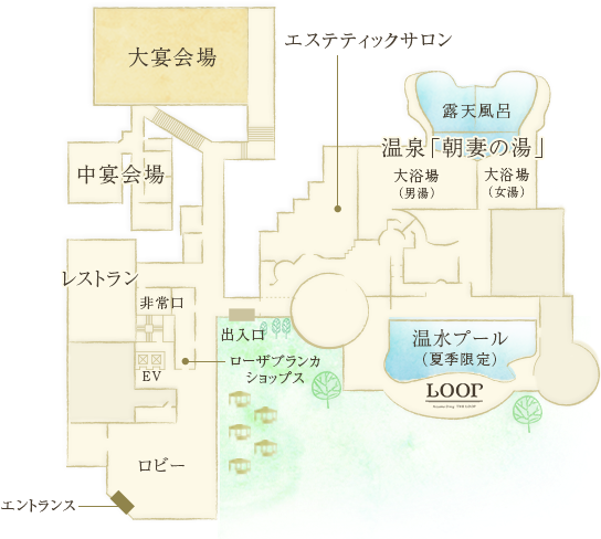 館内図 - Hotel Rosa Blanca (570x487), Png Download