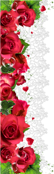 Pin By Torie Cook On Floral - Red Rose Flower Border Design Png (212x600), Png Download