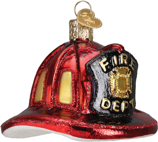 Fireman's Hat Glass Christmas Ornament - Fire Helmet Christmas Ornament (600x600), Png Download