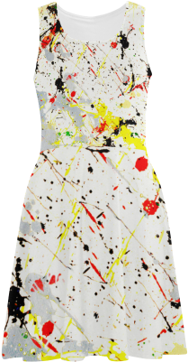 Yellow & Black Paint Splatter Atalanta Sundress - Day Dress (500x500), Png Download