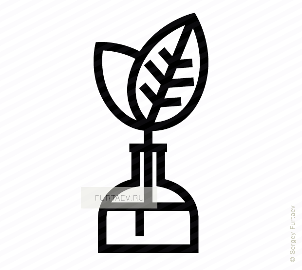 Vector Icon Of Growing Up Young Leaves In Glass Flower - Vector Graphics (620x553), Png Download