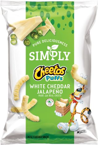 Simply Cheetos® Puffs White Cheddar Jalapeno Cheese - White Cheddar Jalapeno Cheetos (334x483), Png Download