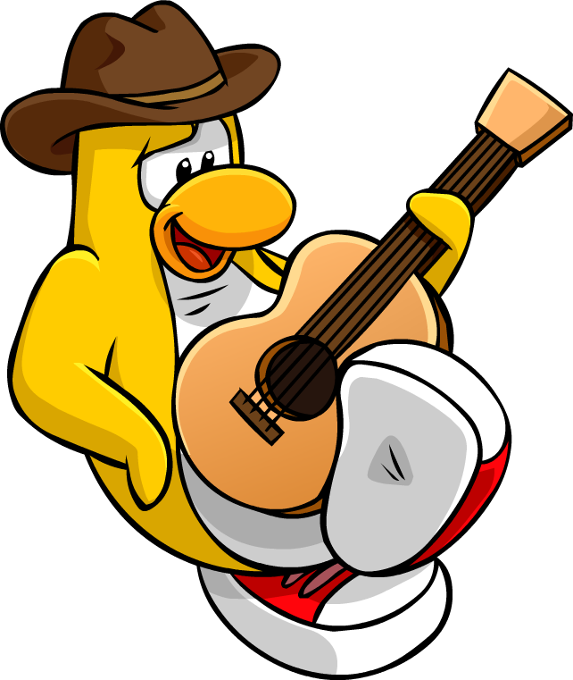 Franky Guitar - Club Penguin Playing Guitar (642x761), Png Download