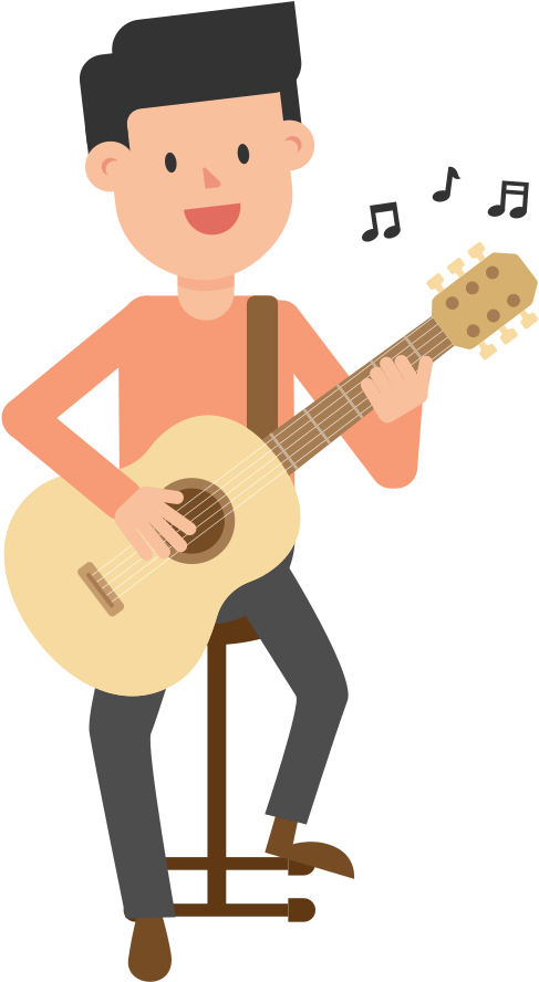Open - Playing Guitar Cartoon Png (2000x1125), Png Download