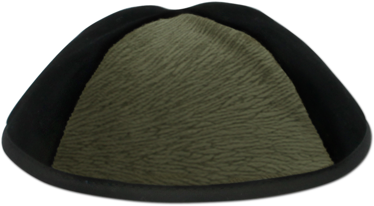 Black Velvet Kippah With Green Vider Triangalur - Beanie (1280x1279), Png Download