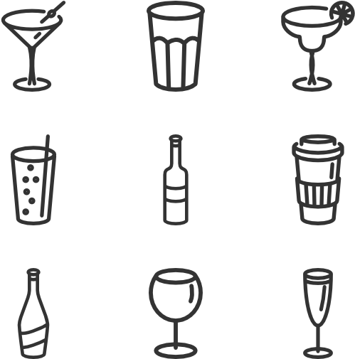 Glasses And Bottles - Icon (600x564), Png Download