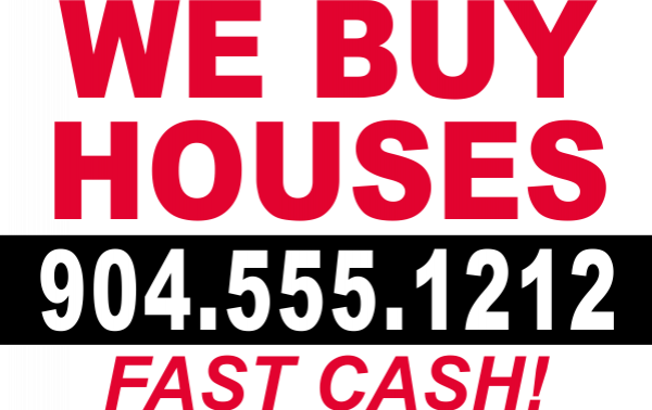 Plastic We Buy Houses Fast Cash Yard Sign - We Buy Houses Real Estate Door Hangers (600x378), Png Download