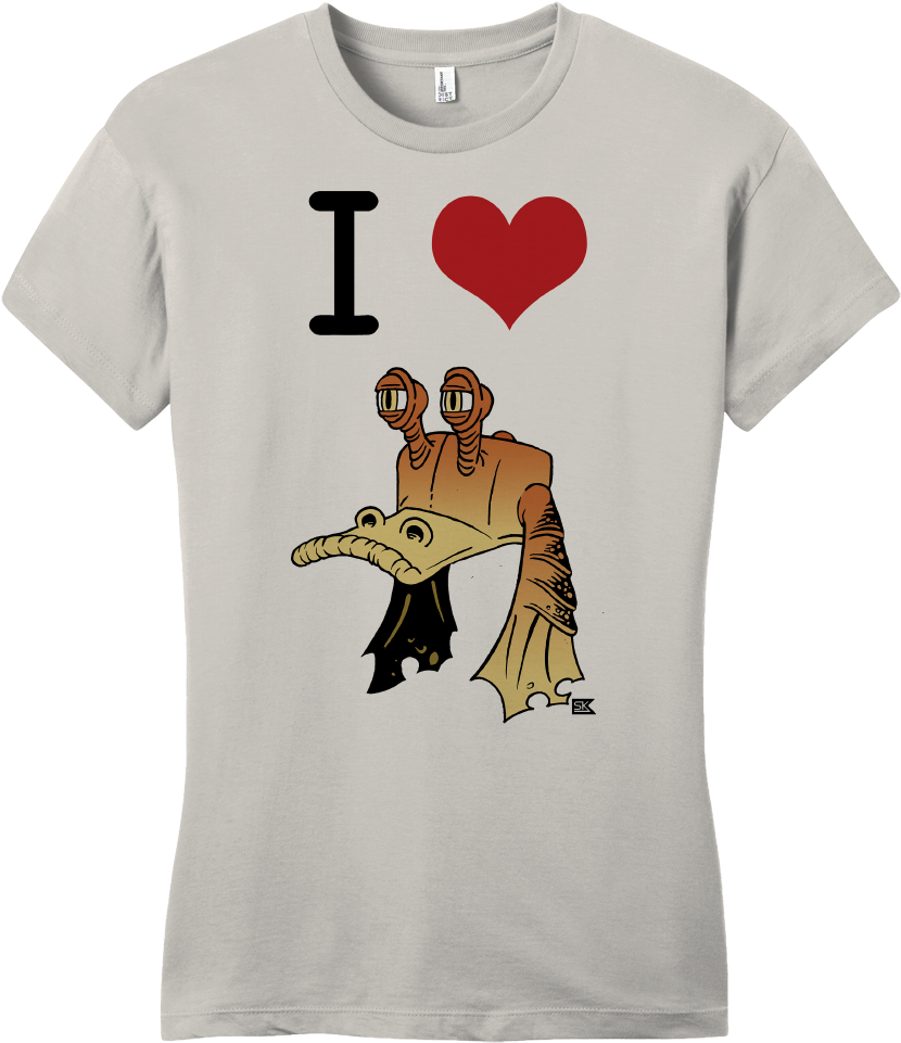 Girly Light Grey Starkid Ani I Heart Jar Jar T-shirt - Starkid Productions (865x1005), Png Download