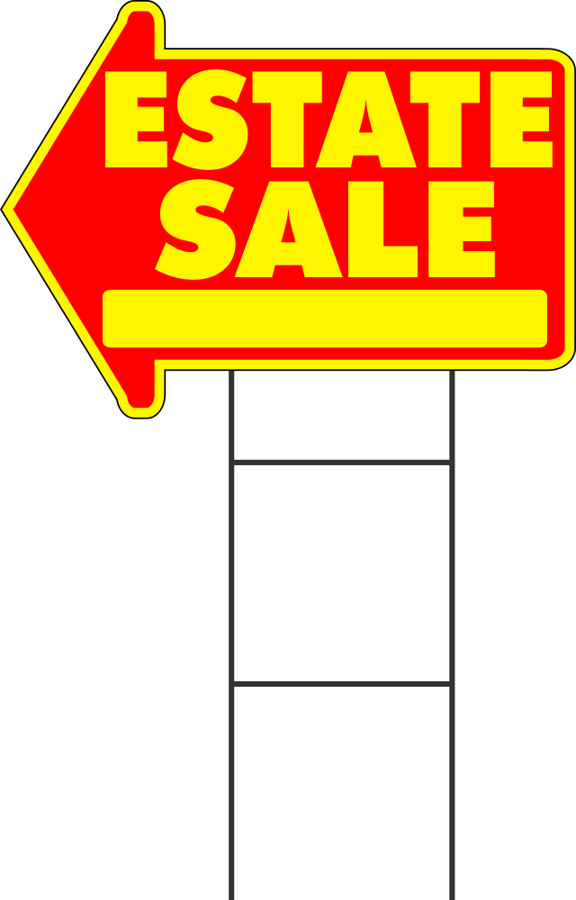 Estate Sale Yard Sign Large Yellow Free Shipping - Estate Sale Sign Png (640x1000), Png Download