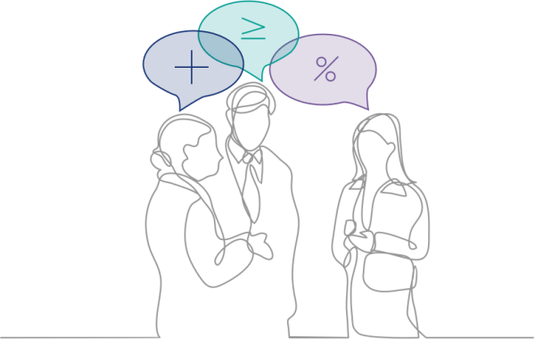 Line Drawing Of Math Teachers With Word Bubbles Above - People Talking Draw (600x380), Png Download