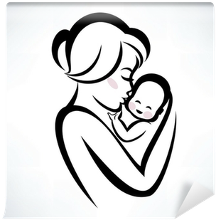 Mother And Baby Drawing (400x400), Png Download
