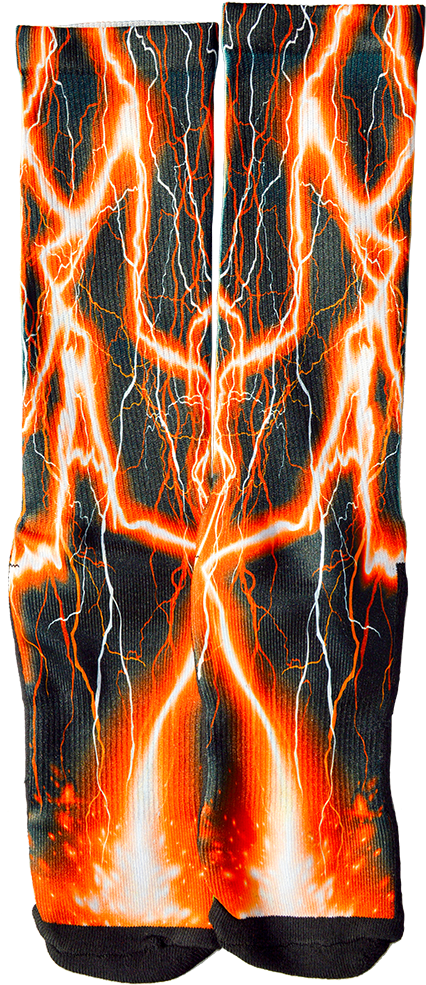 Orange Lightning Crew Socks - Sock (475x1000), Png Download