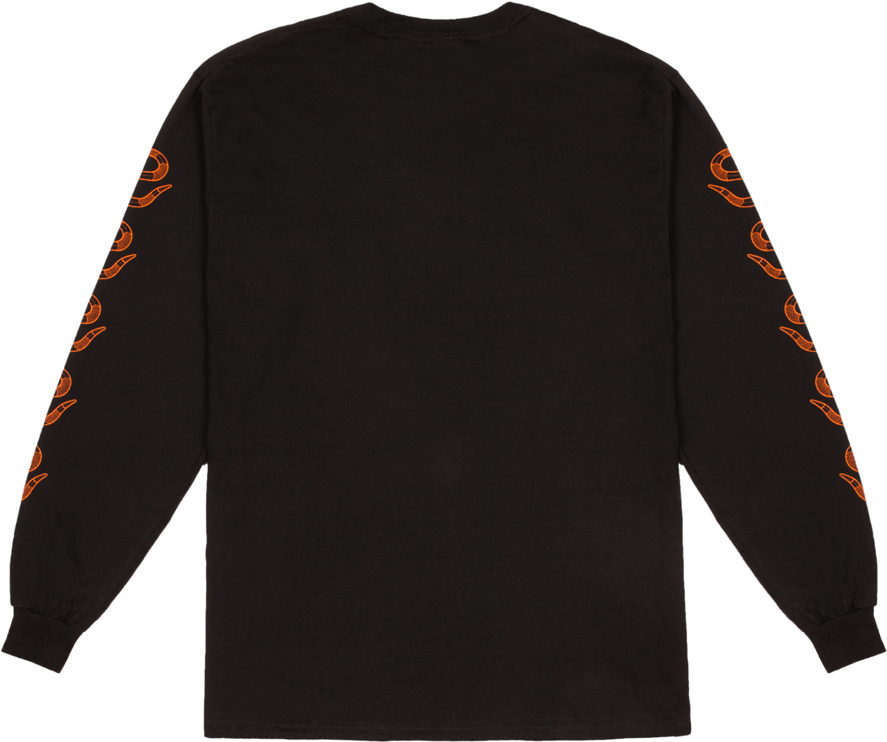Long Sleeved Black T Shirt Black Orange Printed - Black And Orange T Shirt (1500x1500), Png Download