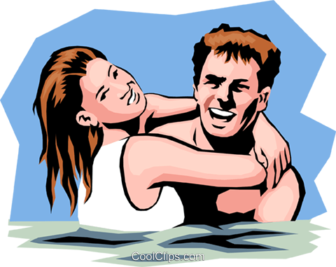 Swimming Couple Royalty Free Vector Clip Art Illustration - Illustration (480x381), Png Download