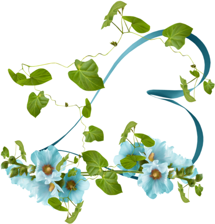 Verano Poema Jaime Torres » Corazon Flores Azules Linea - Corazon Con Flores Azules (500x485), Png Download