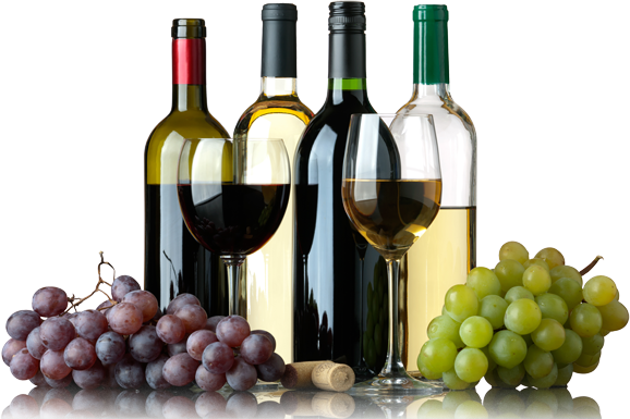 Wine And Grapes Whitey Liquors - Wine And Grapes Png (578x385), Png Download