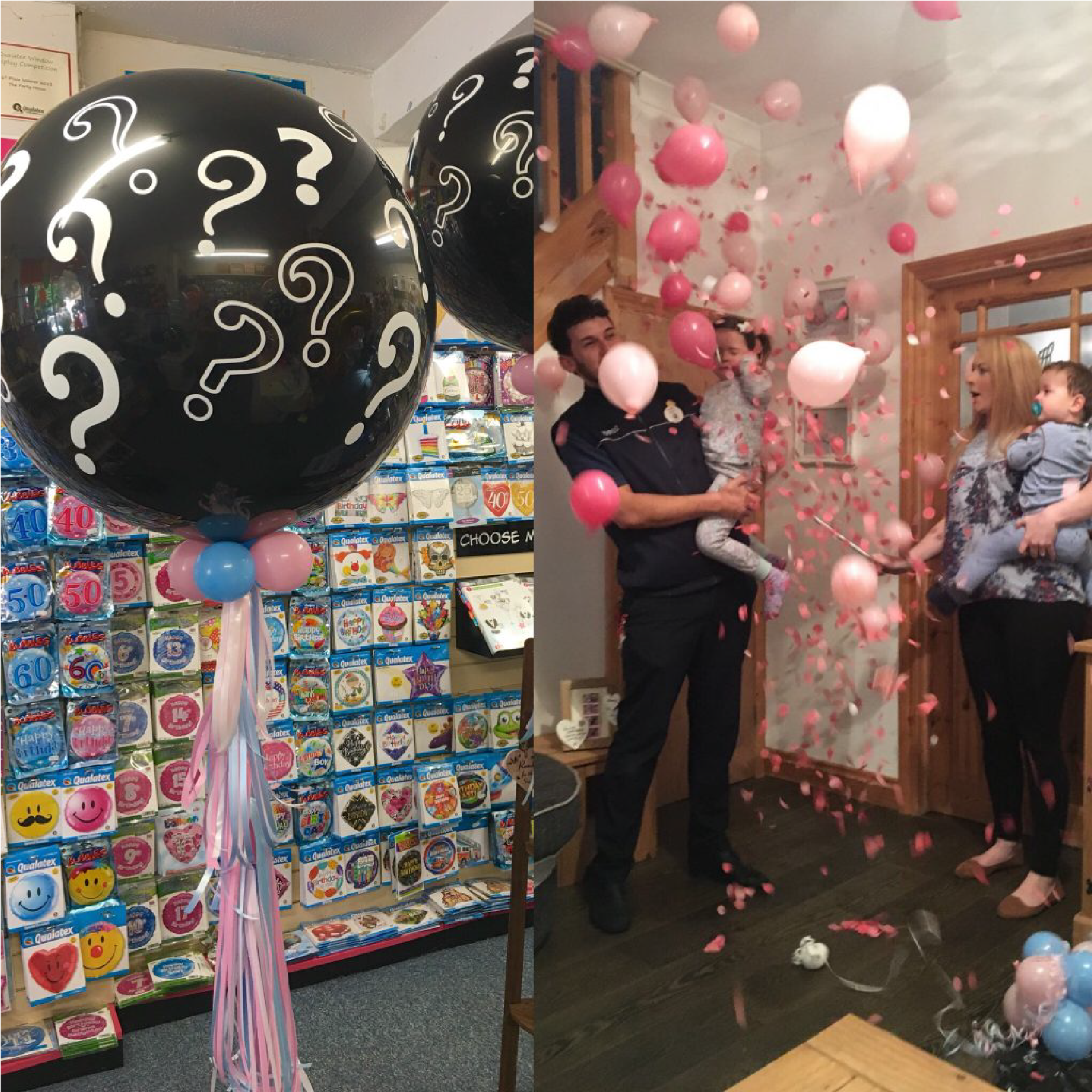 Gender Reveal Giant Popping Balloons Black Balloons - Gender Reveal Balloon Pop (1771x2334), Png Download