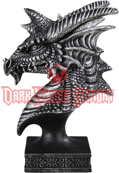 Fantasy Dragon Head Pedestal Statue (623x623), Png Download