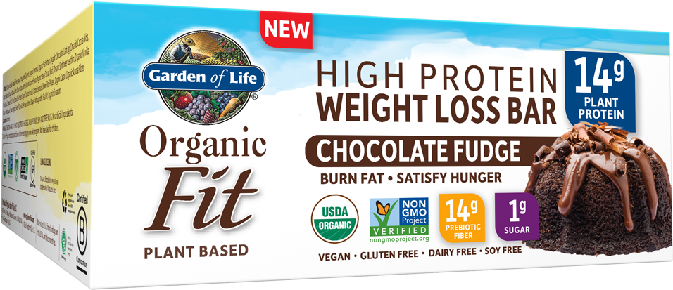 Garden Of Life Organic Fit Bar Chocolate Fudge - Garden Of Life - Organic Fit High Protein Weight Loss (1000x1000), Png Download
