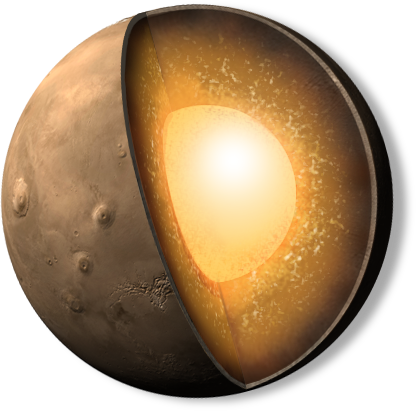 A Cutaway Of Mars Up To Its Core - Insight (416x411), Png Download