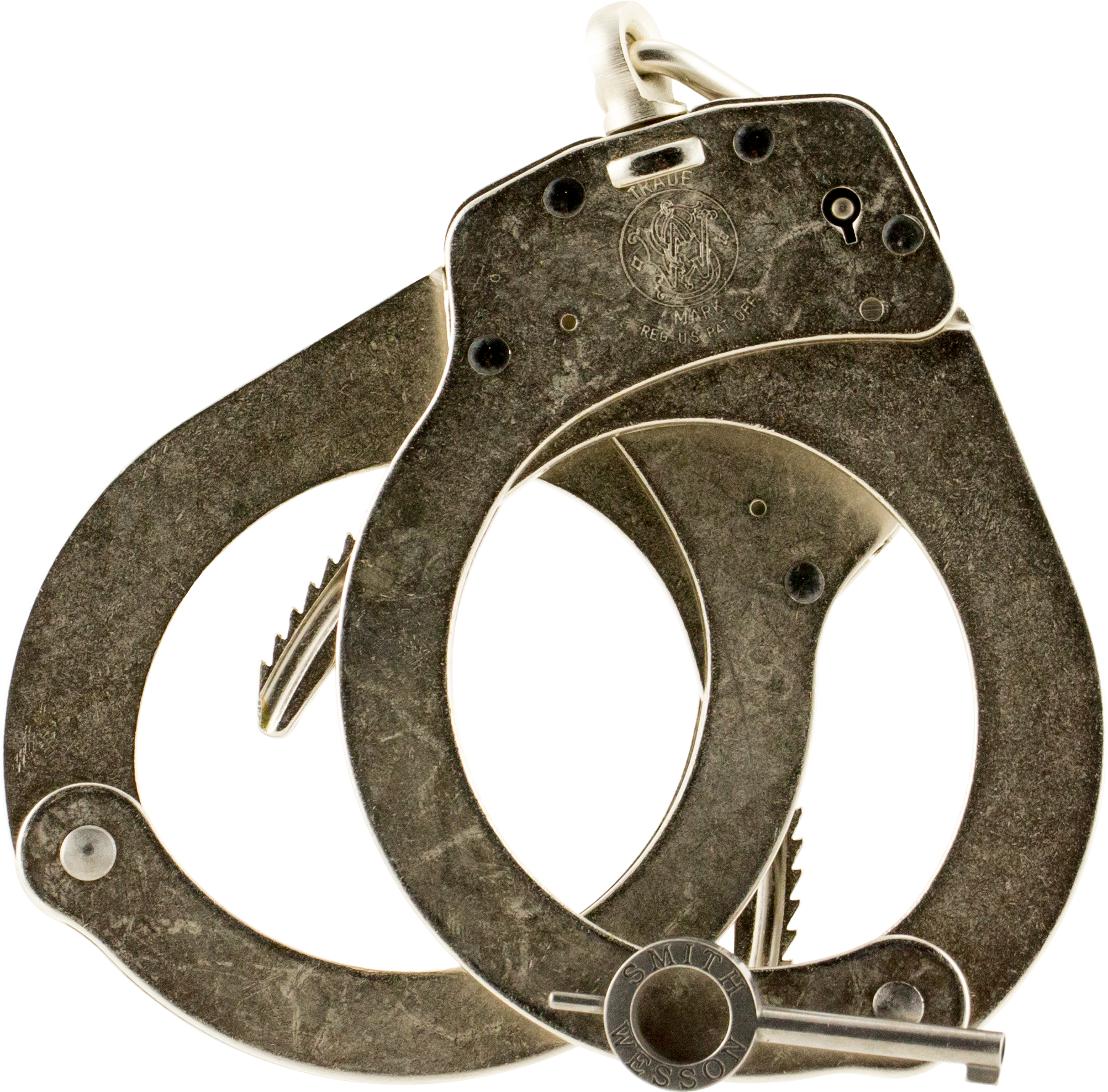 Smith & Wesson 350132 Handcuffs Universal Nickel - Long Belt Old Smith And Wesson Cuff (1898x1844), Png Download