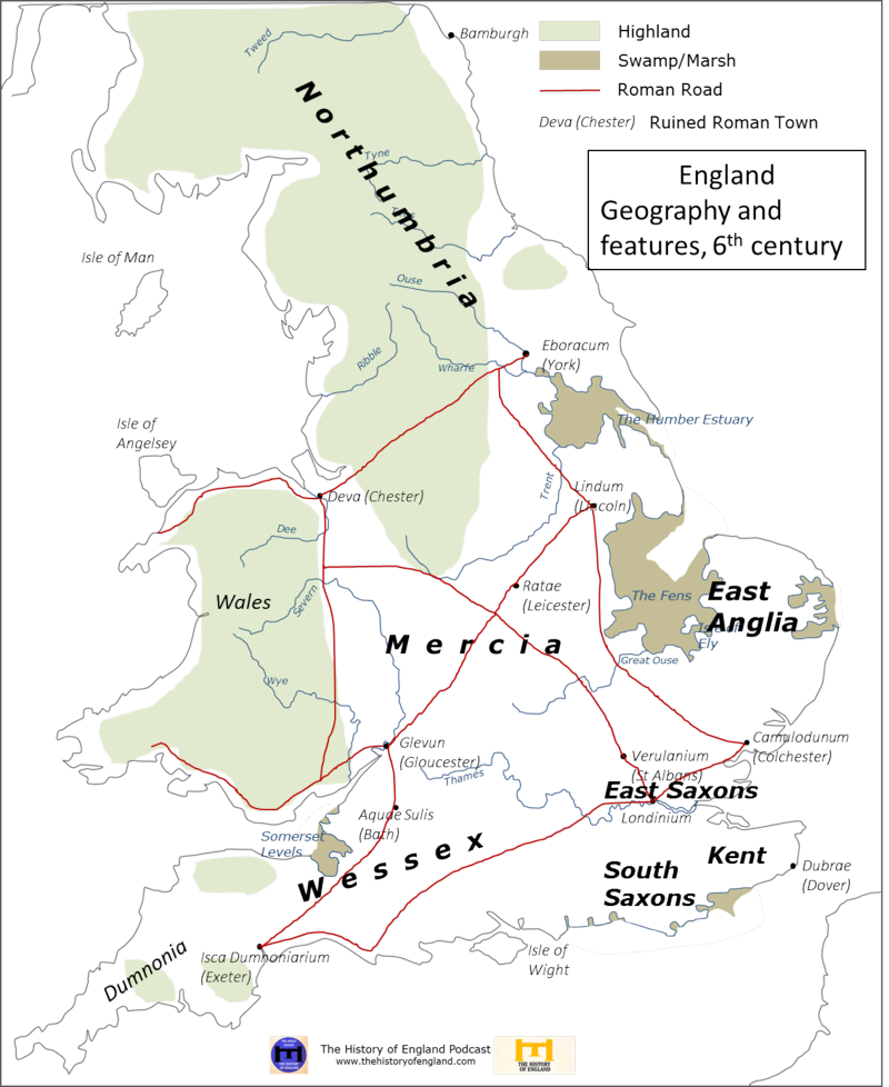 England In 6th Century - 6th Century Britain Map (800x978), Png Download