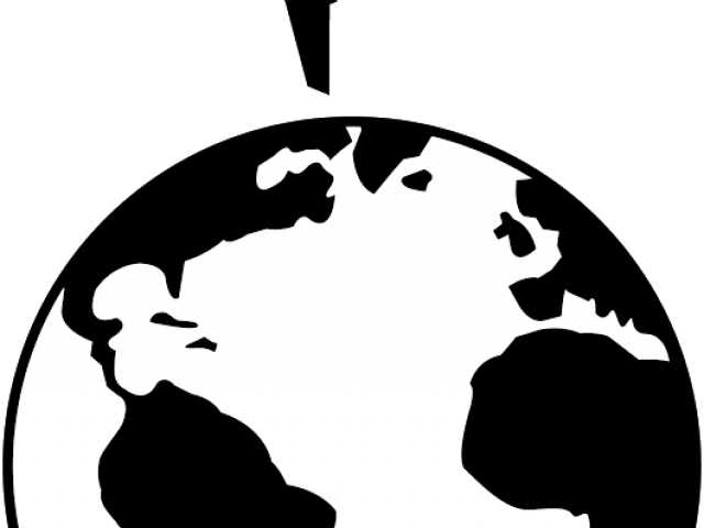 Globe Clipart Silhouette - Earth Black And White Clipart (640x480), Png Download