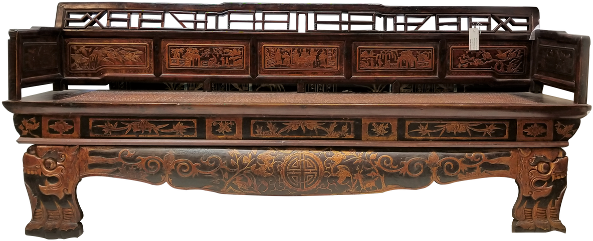 Chinese Dragon Antique Bench - Chinese Dragon (1280x633), Png Download