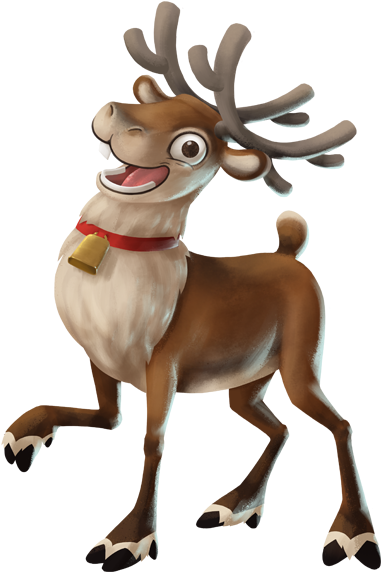 Santa's Reindeer Are Friends With The Wild Reindeer - Joulupukin Poro (531x588), Png Download