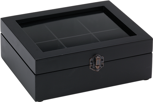 Tea Box 6 Comparment W/window, Black - Sst-ml08b Desktop Housing Hardware/electronic (600x600), Png Download