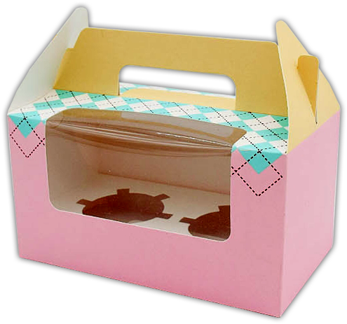 Cupcake Boxes With A Gable Top And Pvc Window On Sides - Cup Cake Boxes Png (500x500), Png Download