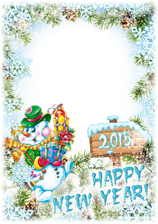 Feliz Año Nuevo Del Muñeco De Nieve - Frame Happy New Year Png (316x448), Png Download