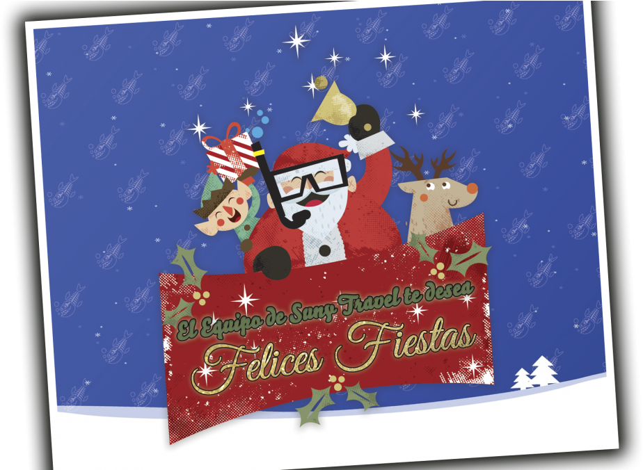 El Equipo Suny Travel Te Desea Felices Fiestas Y Un - Felicitación Navideña De Buceo (1080x675), Png Download