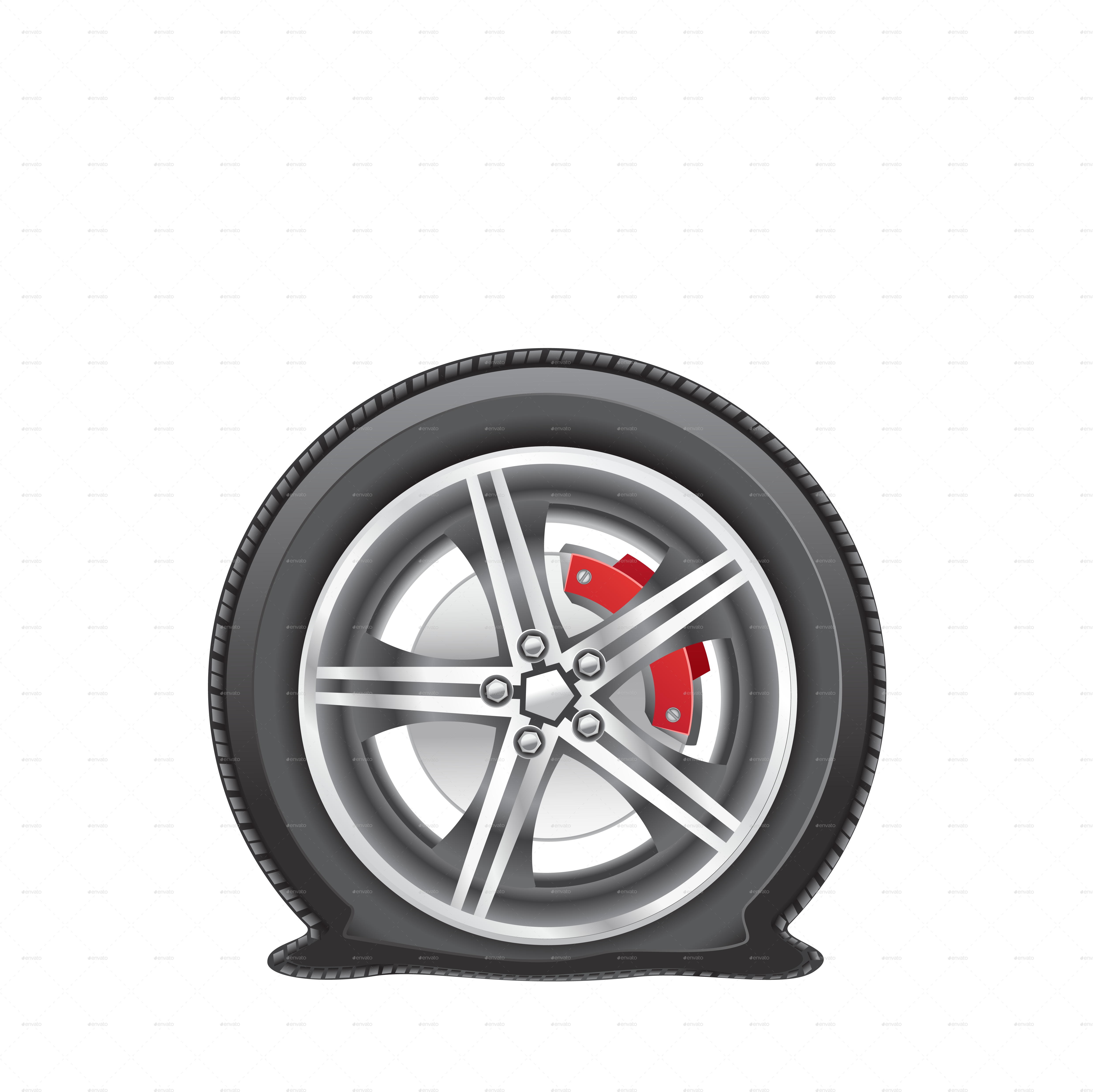 Winter Flat Tire On Snow Background - Flat Tire Clipart (4961x4961), Png Download